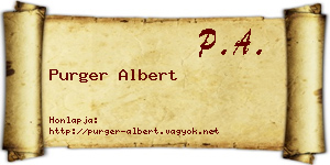 Purger Albert névjegykártya